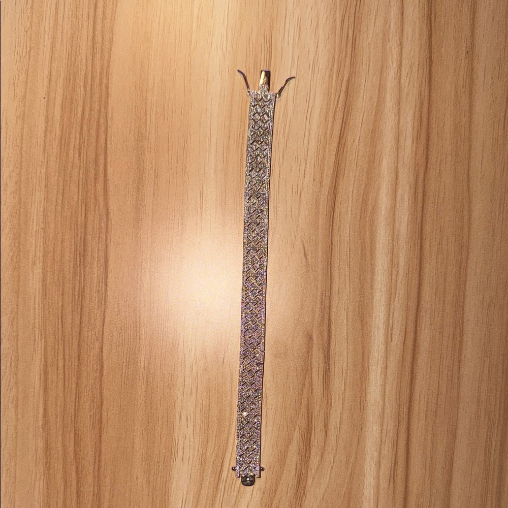 Elegant Sterling Silver 925 Women's Bracelet w/ faux diamonds